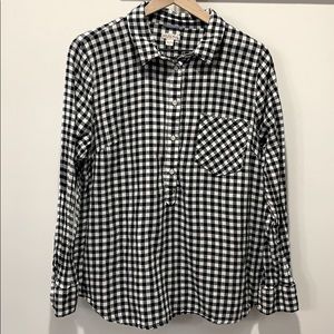 Black & White Gingham pocket long sleeve shirt